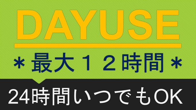 【デイユース／最大１２時間】10時〜23時30分で最大１２時間利用可能！お部屋タイプおまかせ！